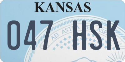 KS license plate 047HSK