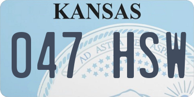 KS license plate 047HSW