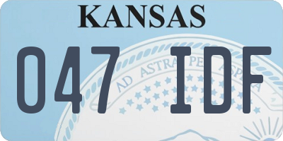 KS license plate 047IDF