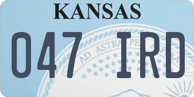KS license plate 047IRD