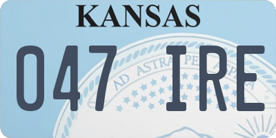 KS license plate 047IRE