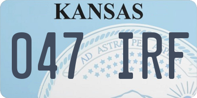 KS license plate 047IRF