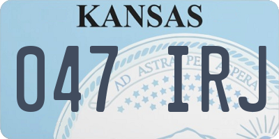 KS license plate 047IRJ