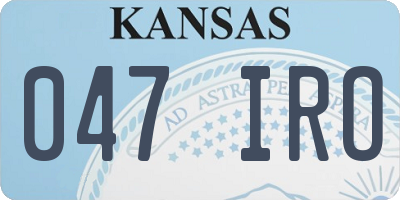 KS license plate 047IRO