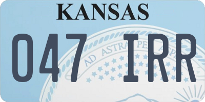 KS license plate 047IRR