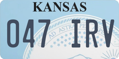 KS license plate 047IRV