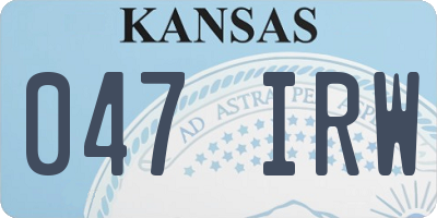 KS license plate 047IRW