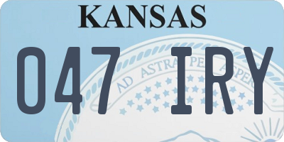 KS license plate 047IRY