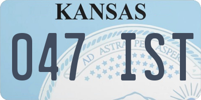 KS license plate 047IST