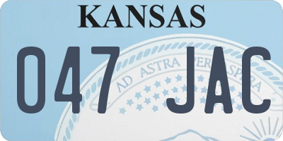 KS license plate 047JAC