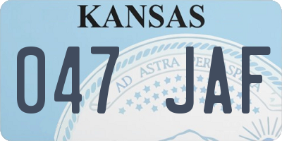 KS license plate 047JAF