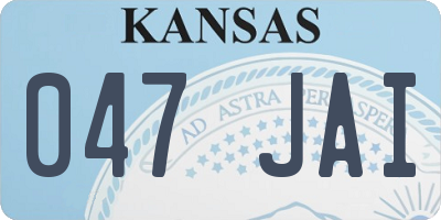 KS license plate 047JAI