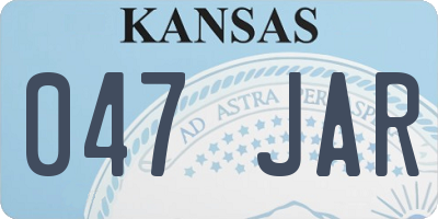 KS license plate 047JAR