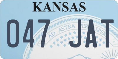 KS license plate 047JAT