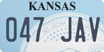 KS license plate 047JAV