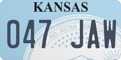 KS license plate 047JAW