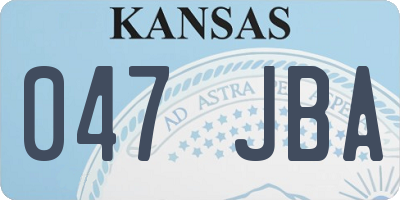 KS license plate 047JBA