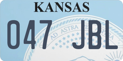 KS license plate 047JBL