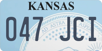 KS license plate 047JCI