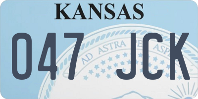 KS license plate 047JCK