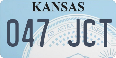 KS license plate 047JCT