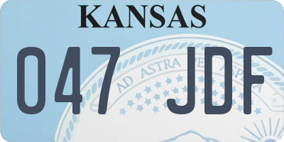 KS license plate 047JDF