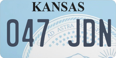 KS license plate 047JDN