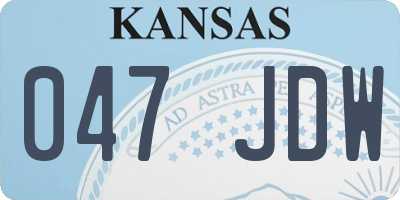 KS license plate 047JDW