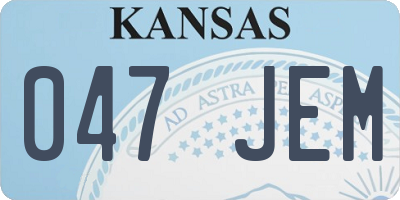 KS license plate 047JEM