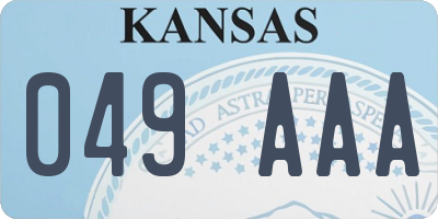 KS license plate 049AAA