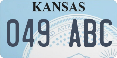 KS license plate 049ABC