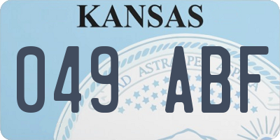 KS license plate 049ABF