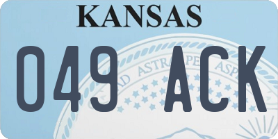 KS license plate 049ACK