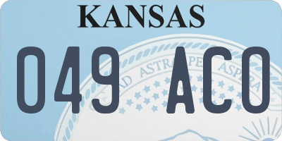 KS license plate 049ACO