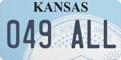 KS license plate 049ALL