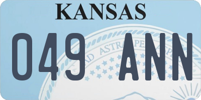 KS license plate 049ANN