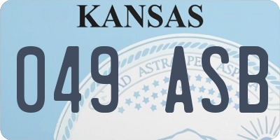 KS license plate 049ASB