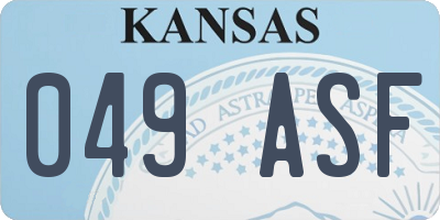 KS license plate 049ASF