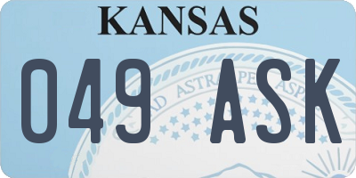 KS license plate 049ASK
