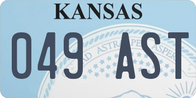KS license plate 049AST