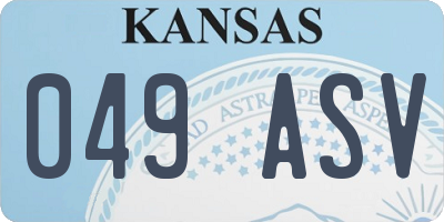KS license plate 049ASV