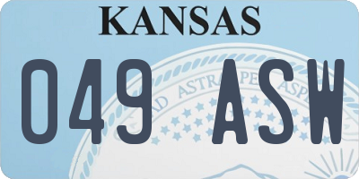 KS license plate 049ASW