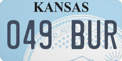 KS license plate 049BUR