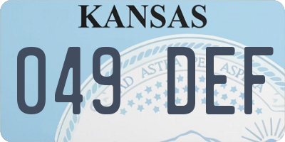 KS license plate 049DEF