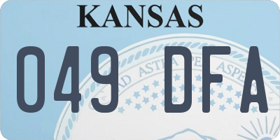 KS license plate 049DFA