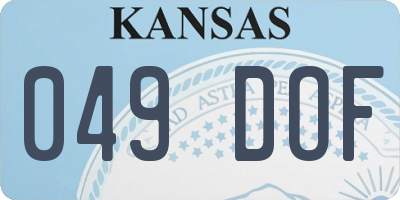 KS license plate 049DOF