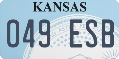KS license plate 049ESB