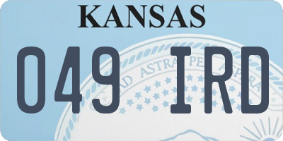 KS license plate 049IRD
