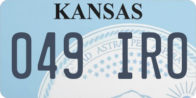 KS license plate 049IRO