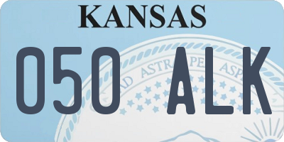 KS license plate 050ALK